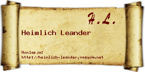 Heimlich Leander névjegykártya